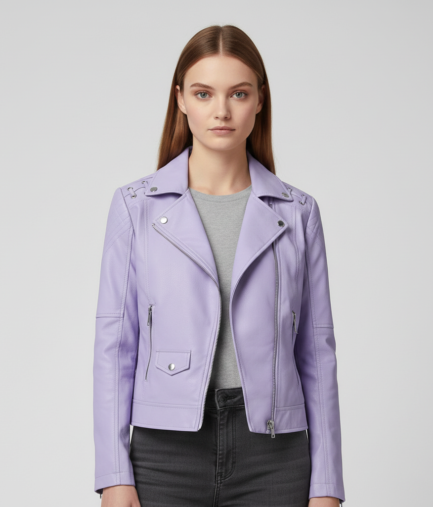 Donna Pelle Biker Jacket Con Zip