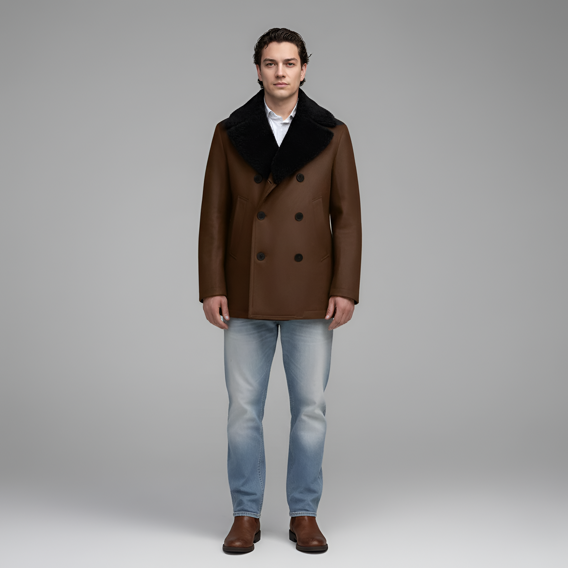 Classic Fit Wool Double Breasted Men's Coat - EasyApparels
