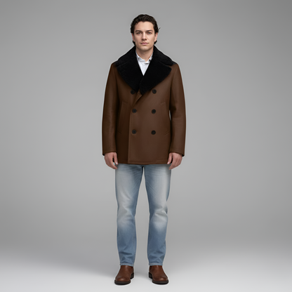 Classic Fit Wool Double Breasted Men's Coat - EasyApparels