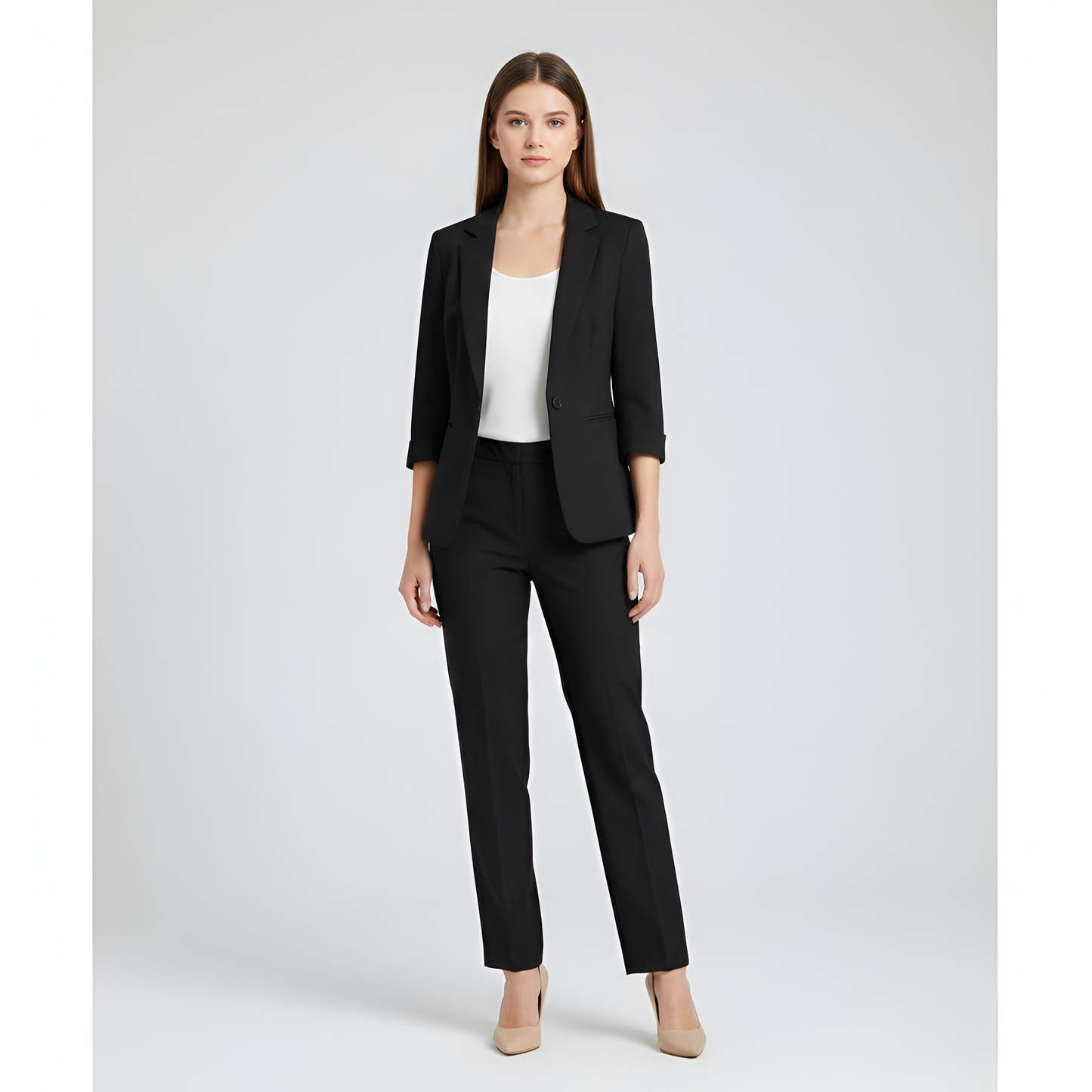 Elegante Donna Completo Abito con Giacca e Pantaloni
