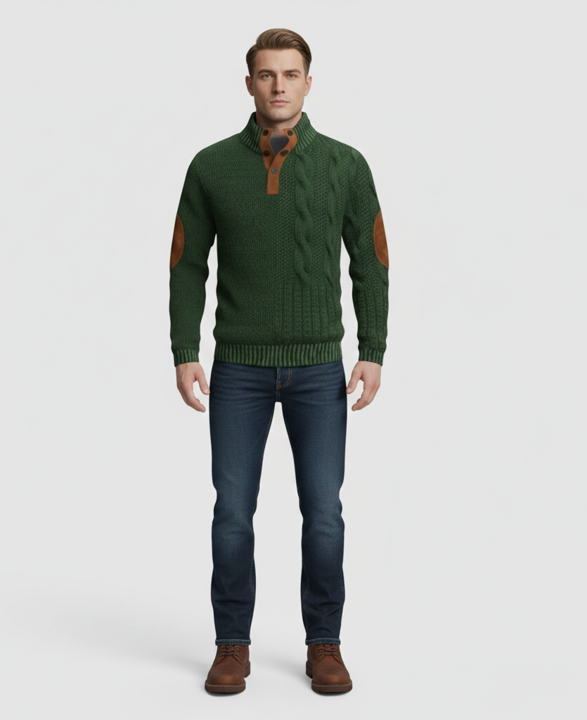 Warm Knitted Men's High Neck Sweater