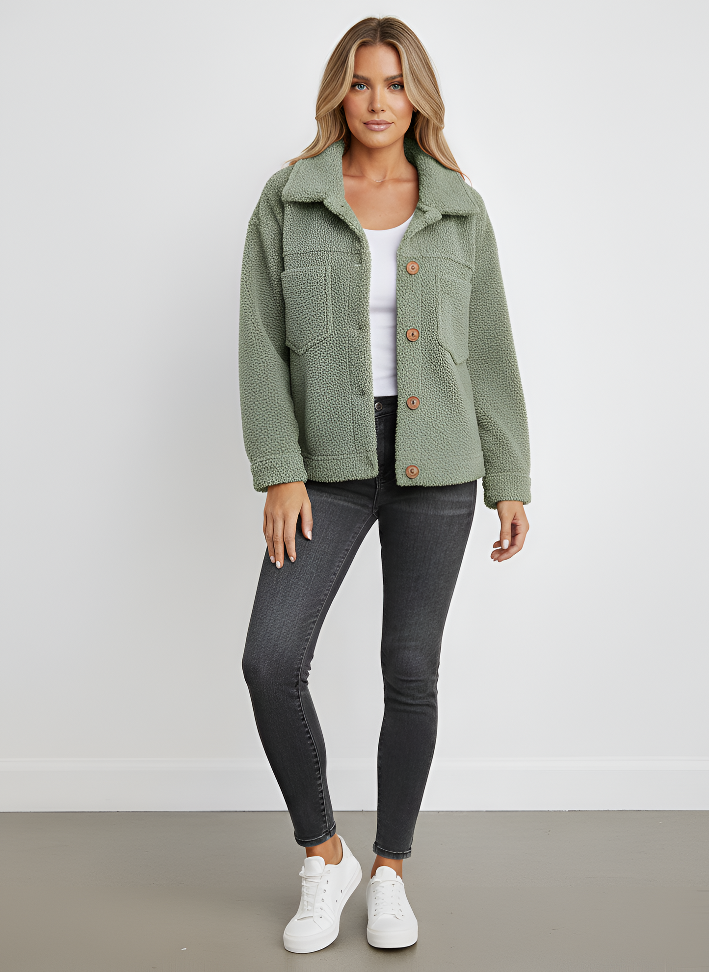 Soft Women's Teddy Jacket with Buttons Regular Fit - EasyApparels
