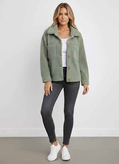 Soft Women's Teddy Jacket with Buttons Regular Fit - EasyApparels