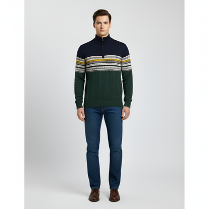 Warm Men's Wool Blend Zip Neck Sweater