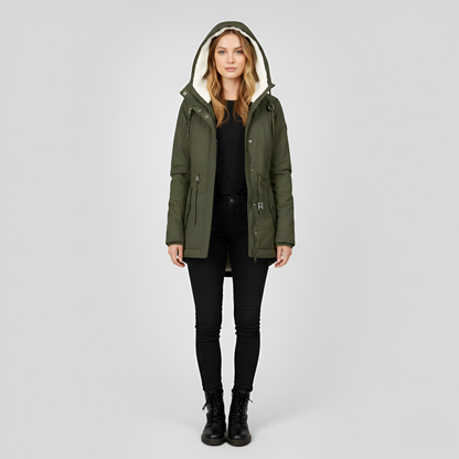 Donna Parka Invernale Foderata Calda con Cappuccio - EasyApparels