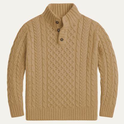 Thick Crew Neck Cable Knit Mens Sweater - Vossary