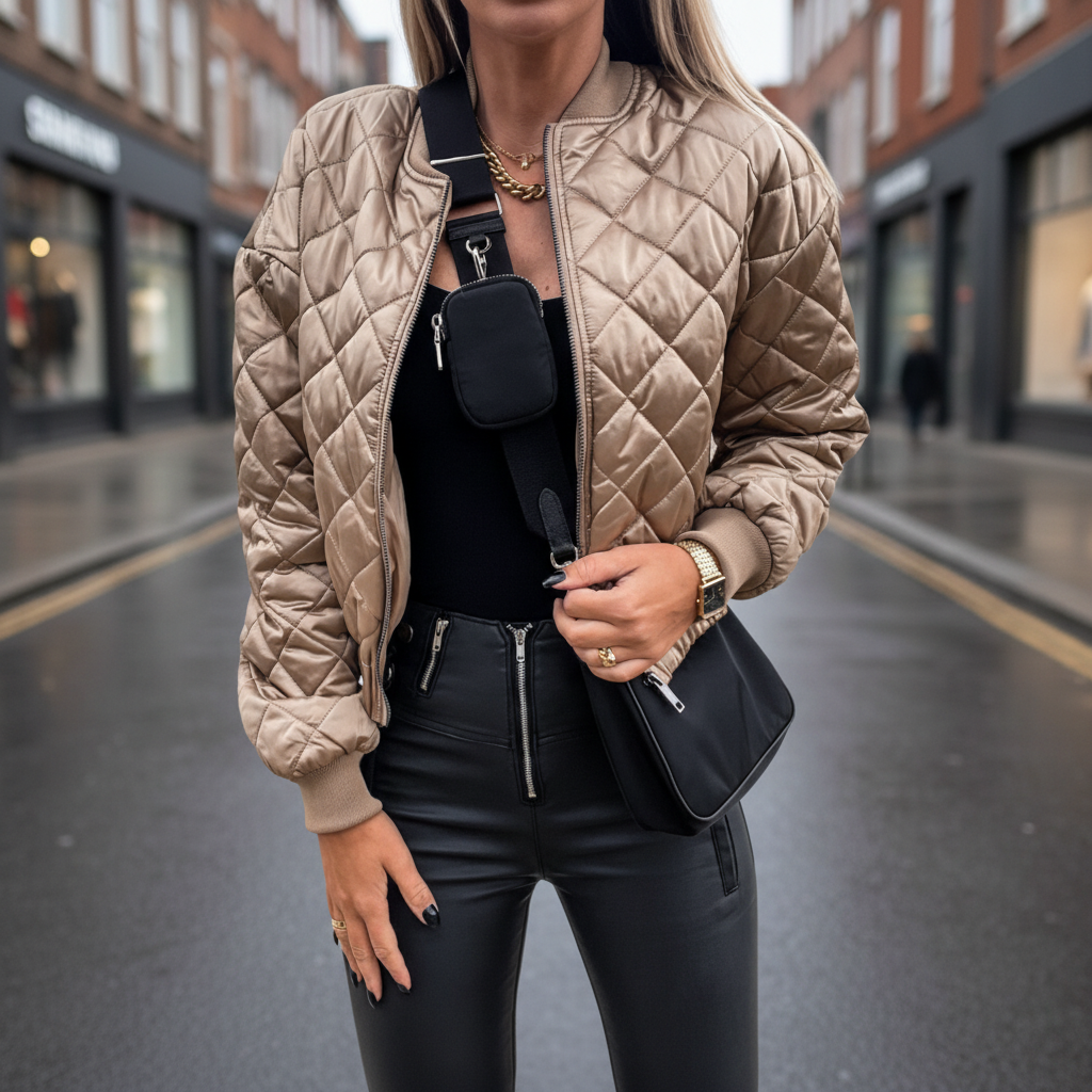 Quilted Flight Jacket for Women - Pexav
