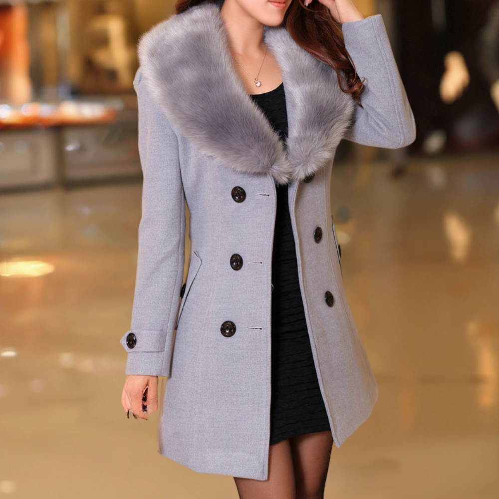 Ladies Classic Wool Double Breasted Coat
