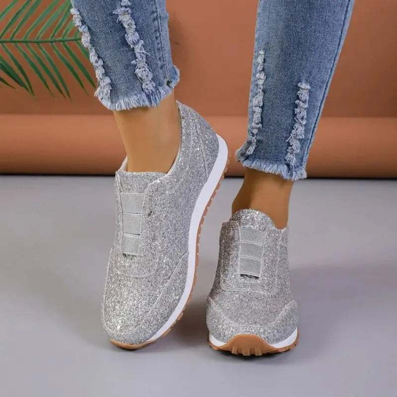 Sparkly Women's Slip On Shoes - Comfortable & Chic - Vossary