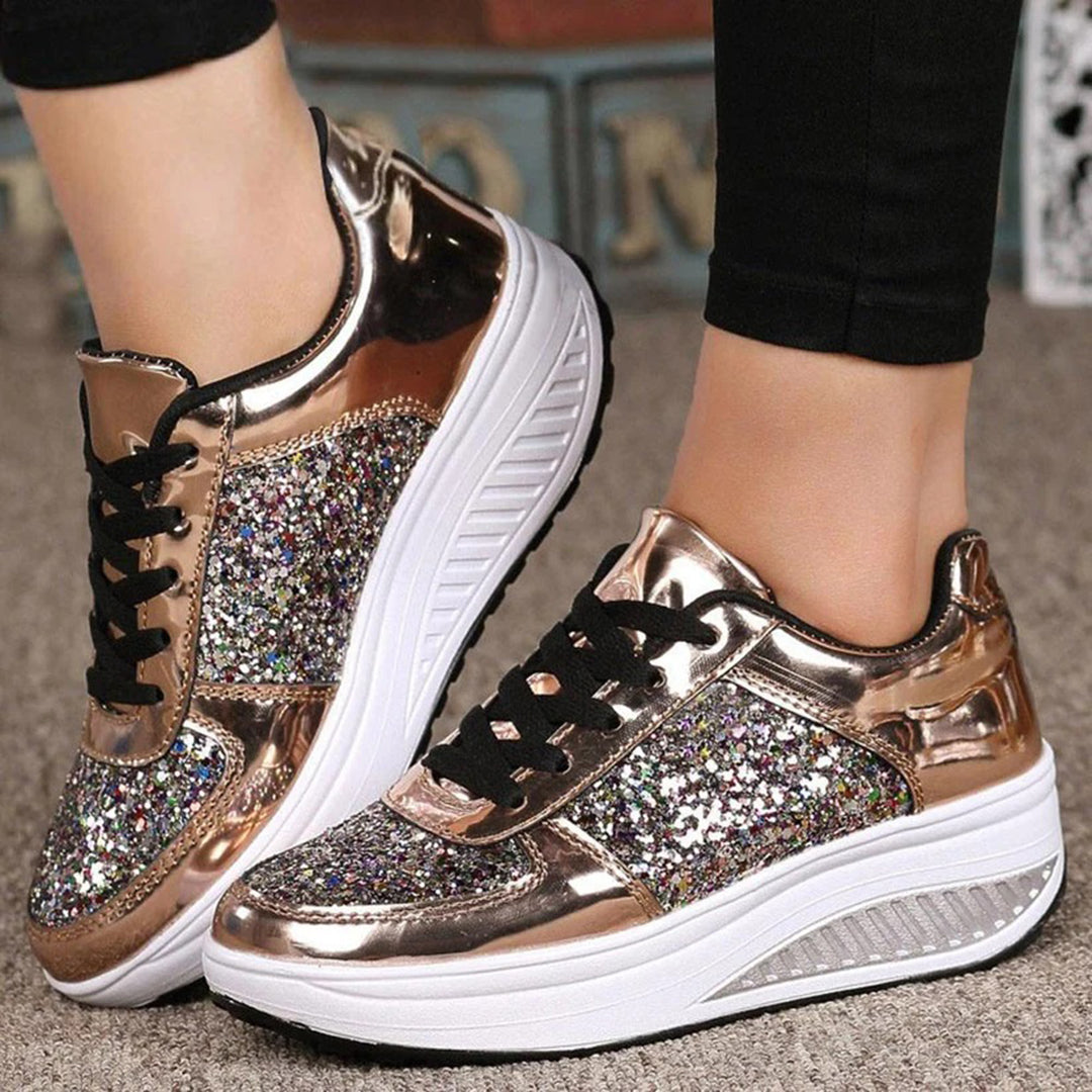 Sparkly High Top Women's Sneakers - Fashionable Comfort Shoes - Luxicro