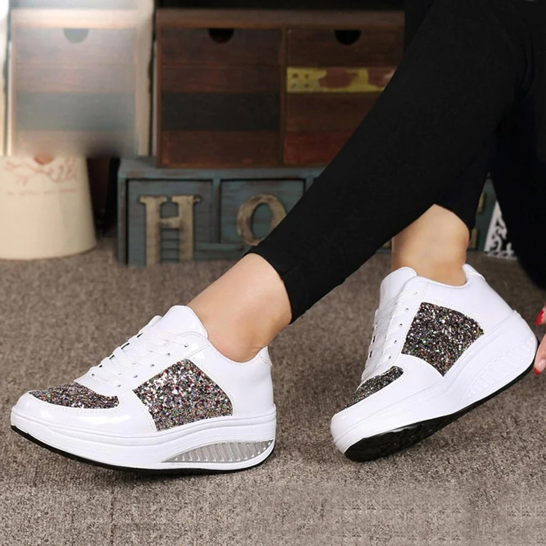 Sparkly High Top Women's Sneakers - Fashionable Comfort Shoes