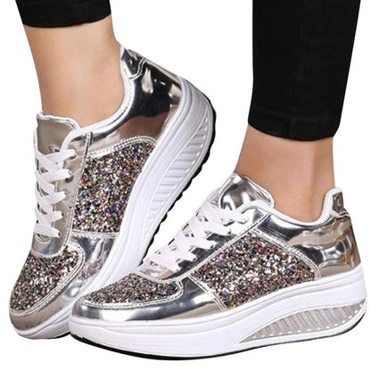 Sparkly High Top Women's Sneakers - Fashionable Comfort Shoes