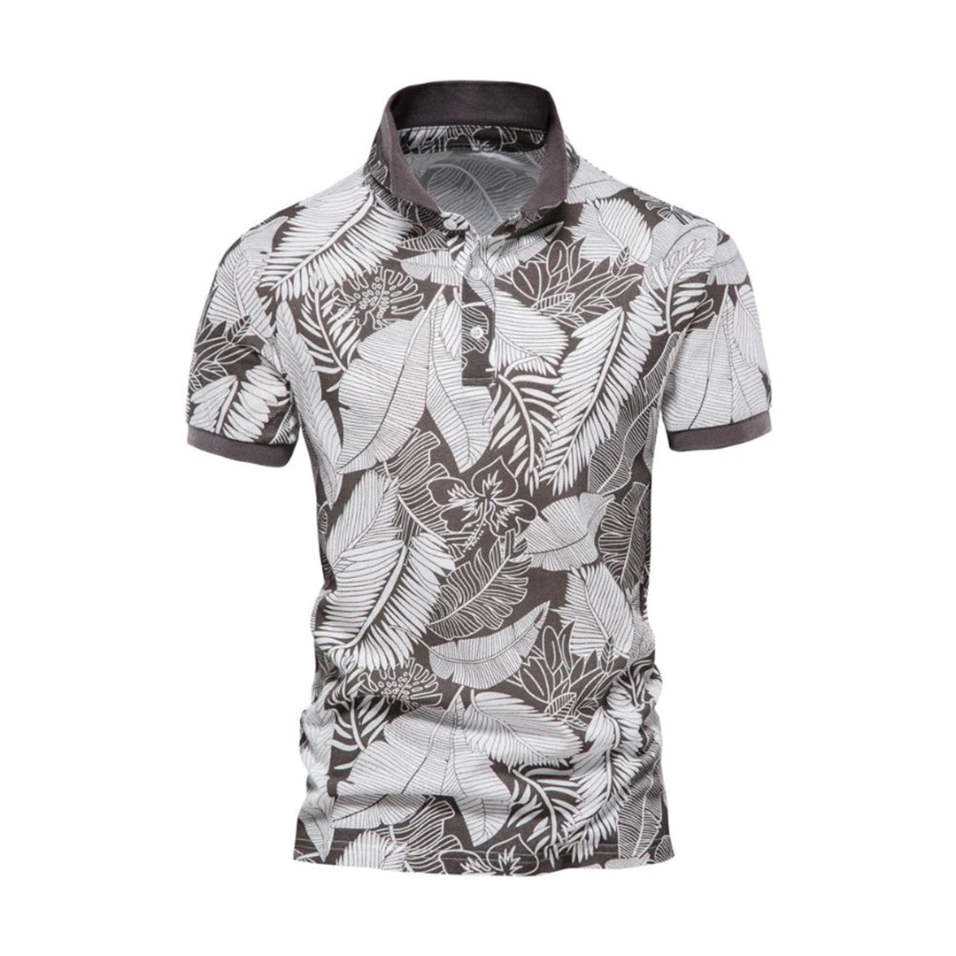 Men's Slim Fit Polo Shirt - Classic Floral Pattern