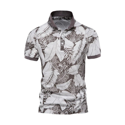 Men's Slim Fit Polo Shirt - Classic Floral Pattern