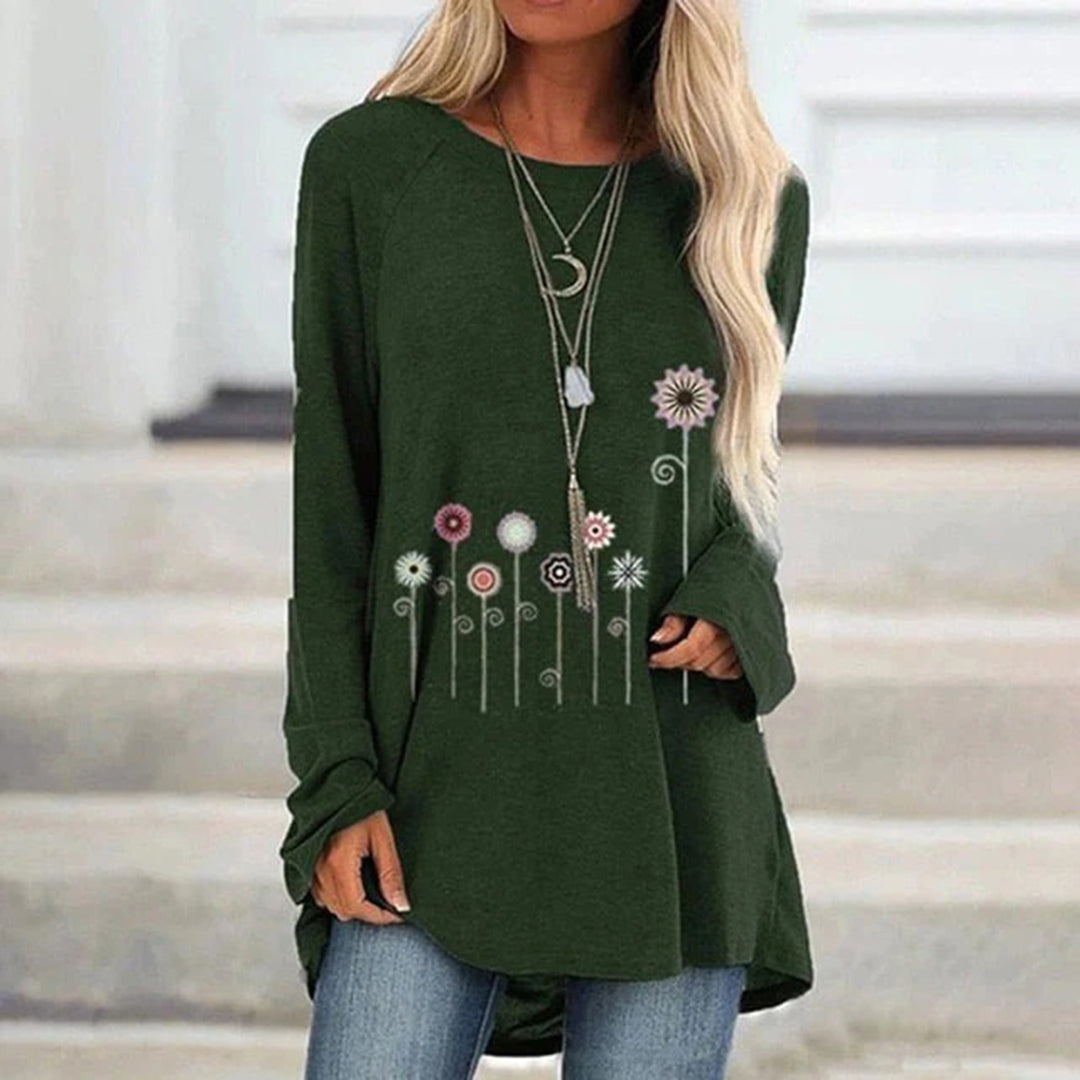 Comfortable Floral Embroidered Pullover Sweatshirt