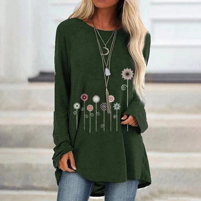 Comfortable Floral Embroidered Pullover Sweatshirt
