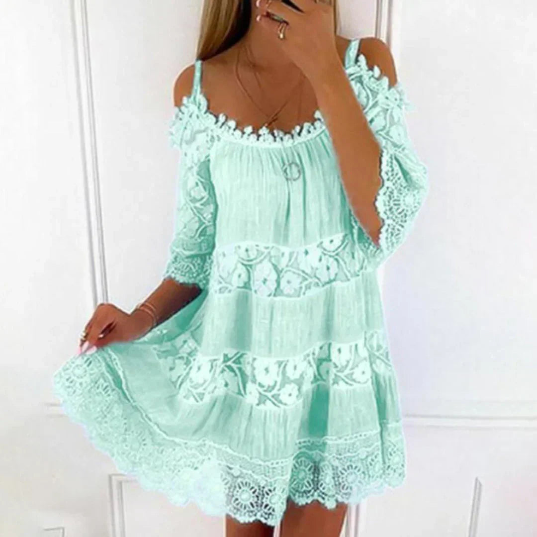 Cute Boho Sundress with Lace Details - Vossary