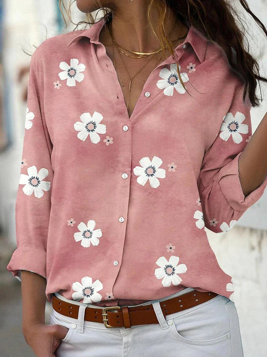 Pretty Flower Pattern Women's Blouse - Vossary