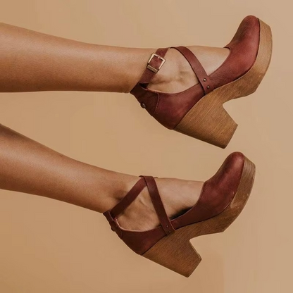 Comfortable Block Heel Mary Janes with Ankle Strap - EasyApparels