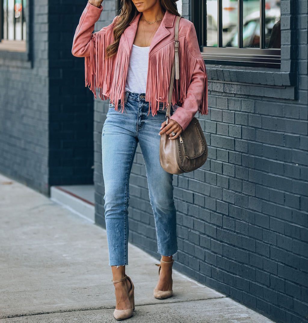 Edgy Faux Leather Biker Jacket with Zip Fastening