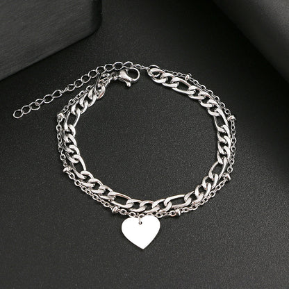 Two Tone Heart Chain Bracelet