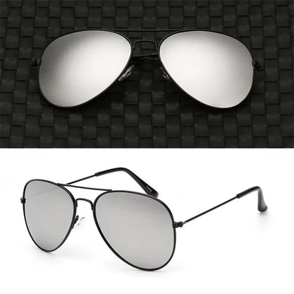 Trendy Pilot Sunglasses for Women - Silver Mirror Shades