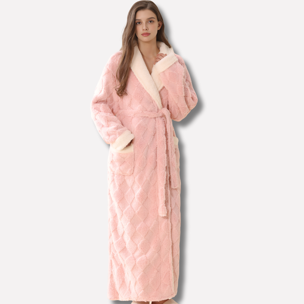 Plush Ladies Warm Hooded Bath Robe - Vossary