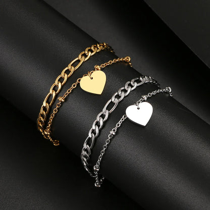 Two Tone Heart Chain Bracelet