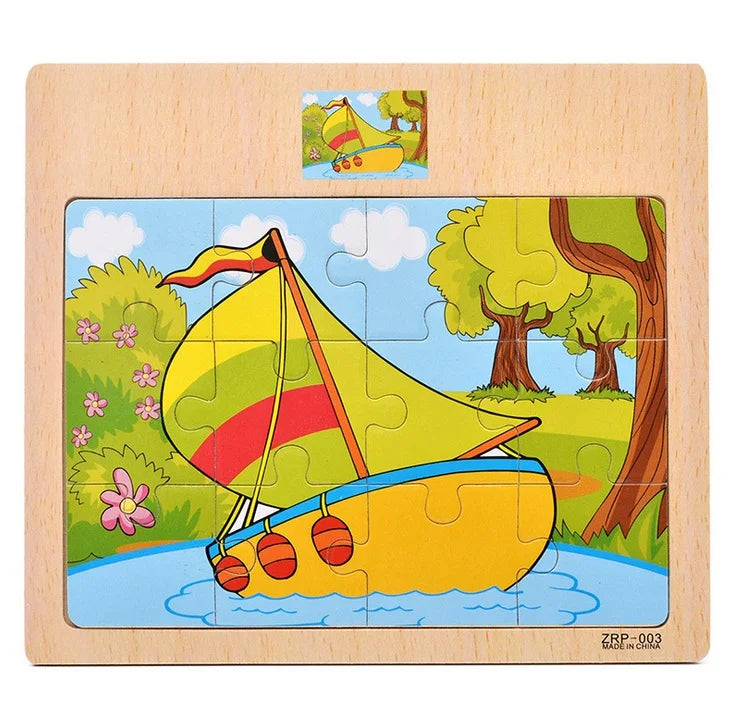 Fun Wood Toy Car Jigsaw Puzzle for Children