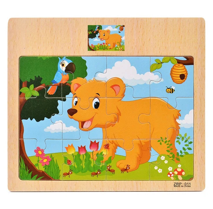 Fun Wood Toy Car Jigsaw Puzzle for Children