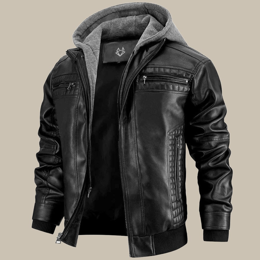 Warm Waterproof Men's Leather Bomber Jacket - Luxicro