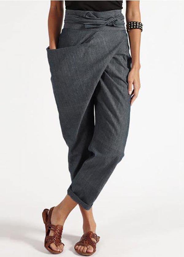 Loose Fit High Waisted Women's Cotton Pants - EasyApparels