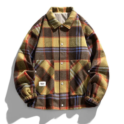 Classic Checked Wool Pea Coat - EasyApparels
