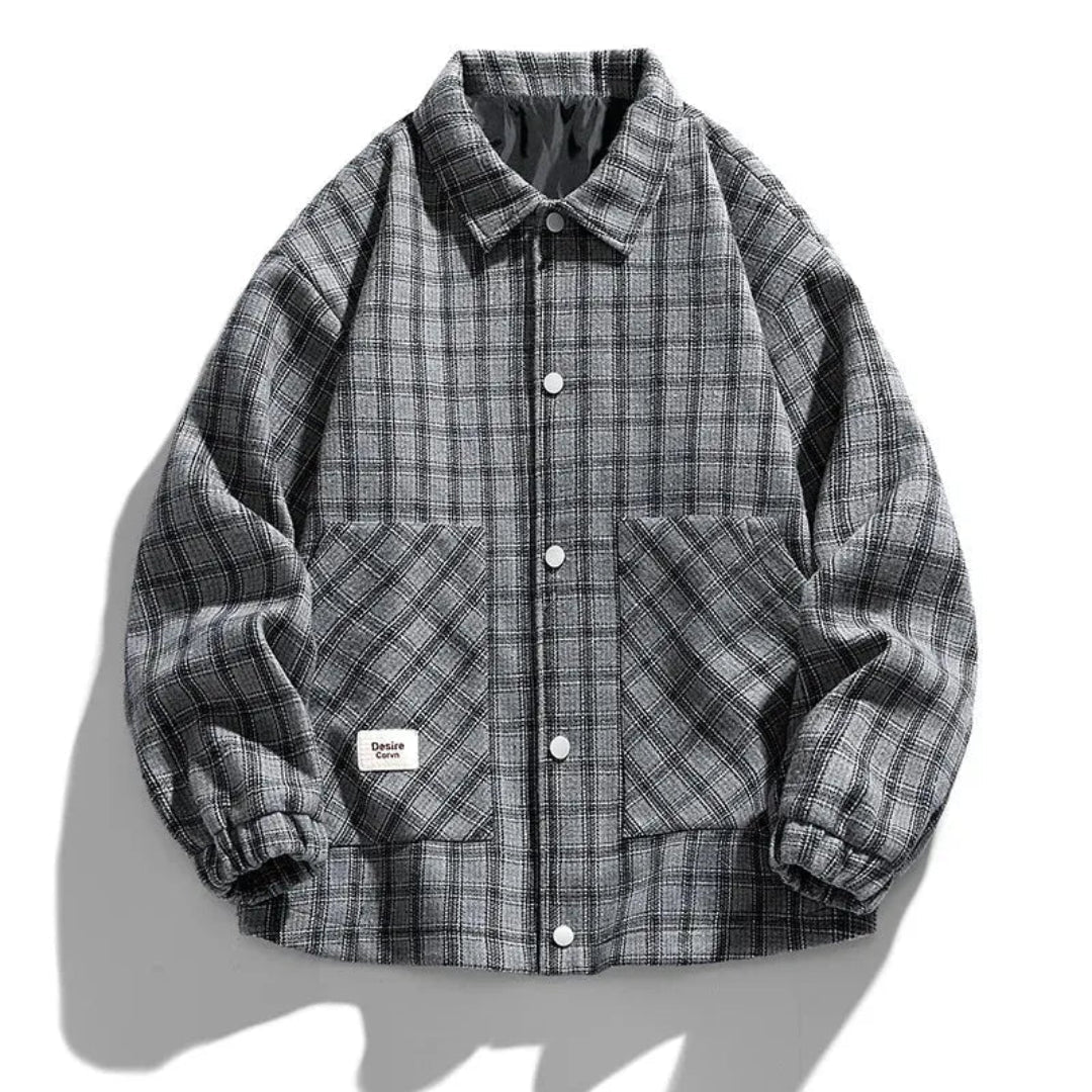 Classic Checked Wool Pea Coat