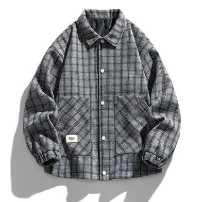 Classic Checked Wool Pea Coat