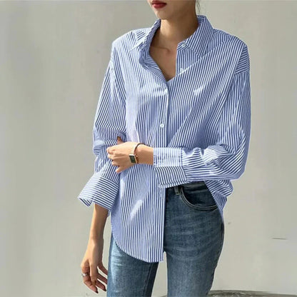 Classic Striped Loose Fit Button Down Shirt