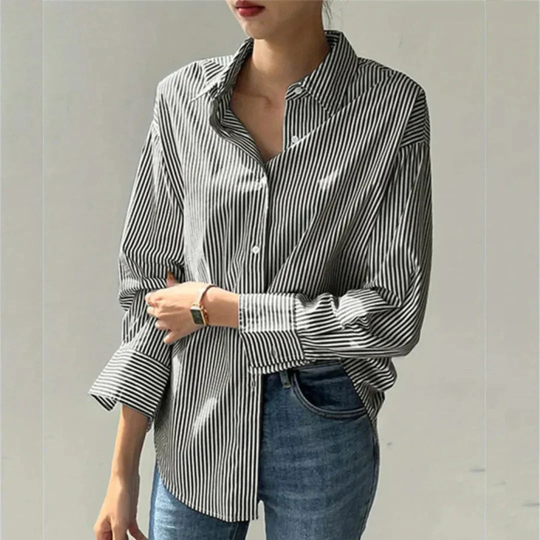 Classic Striped Loose Fit Button Down Shirt