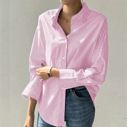 Classic Striped Loose Fit Button Down Shirt