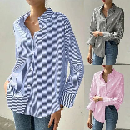 Classic Striped Loose Fit Button Down Shirt