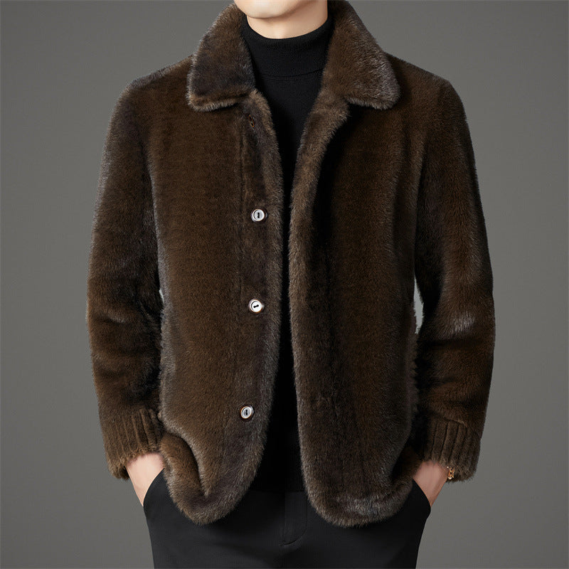 Warm Fleece Casual Jacket with Button Front