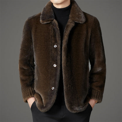 Warm Fleece Casual Jacket with Button Front