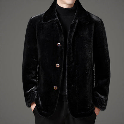 Warm Fleece Casual Jacket with Button Front