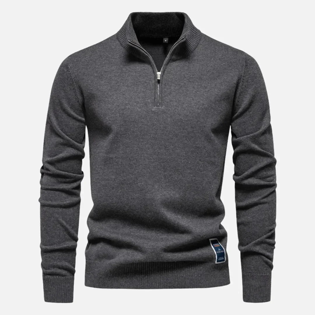 Slim Fit Quarter Zip Knit Sweater