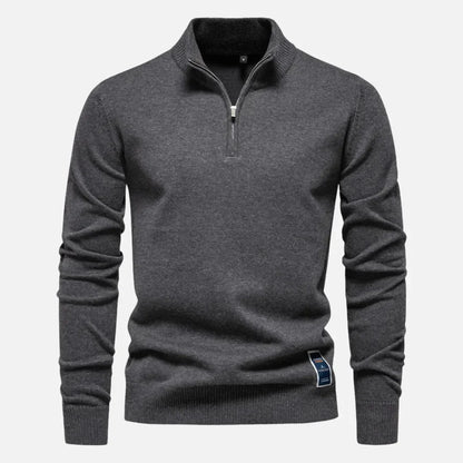 Slim Fit Quarter Zip Knit Sweater