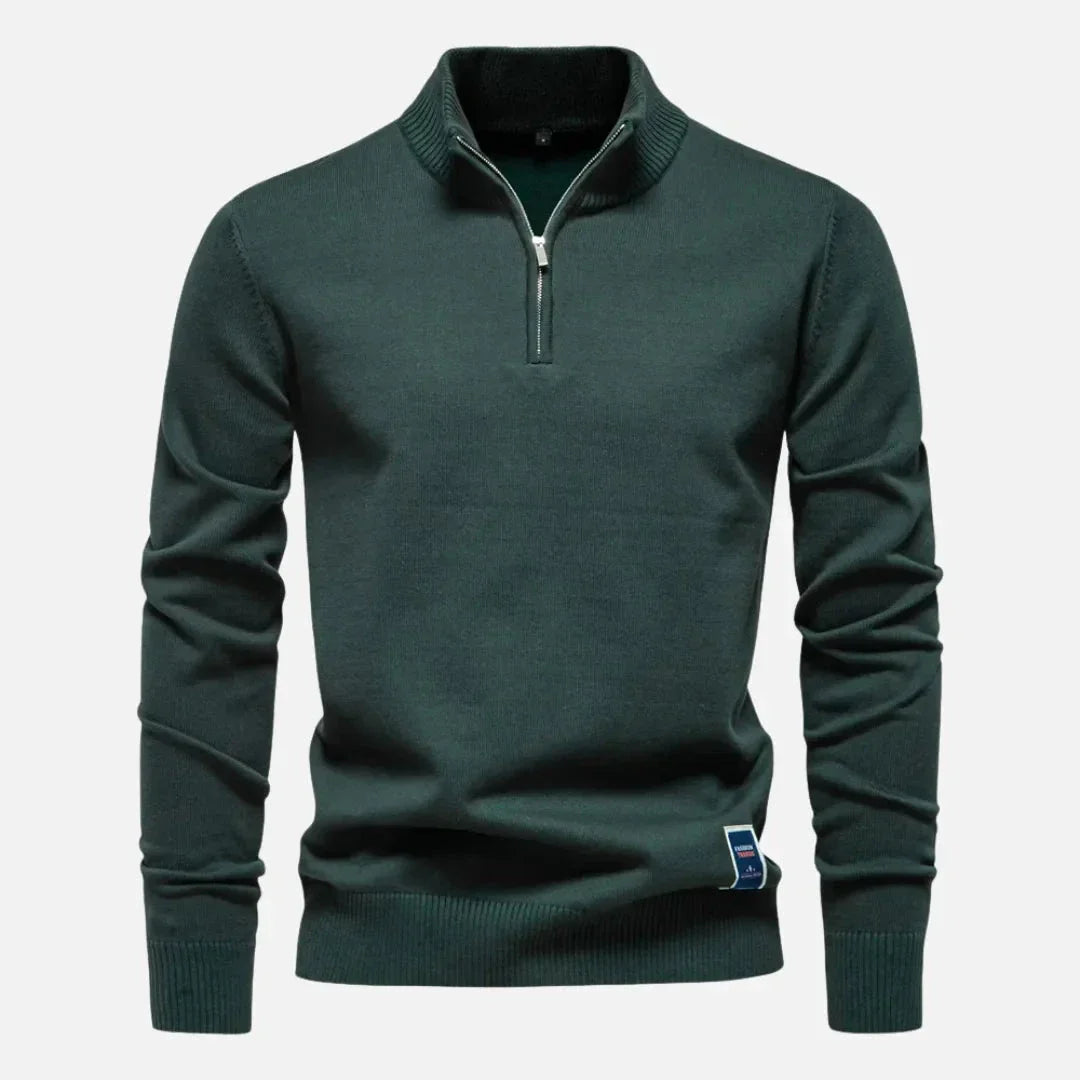 Slim Fit Quarter Zip Knit Sweater