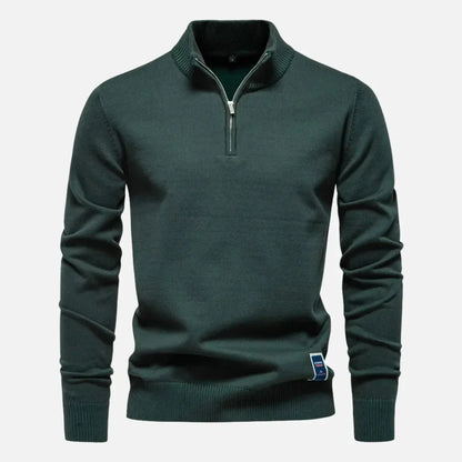 Slim Fit Quarter Zip Knit Sweater