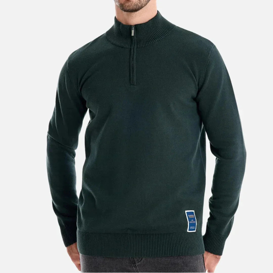 Slim Fit Quarter Zip Knit Sweater - EasyApparels