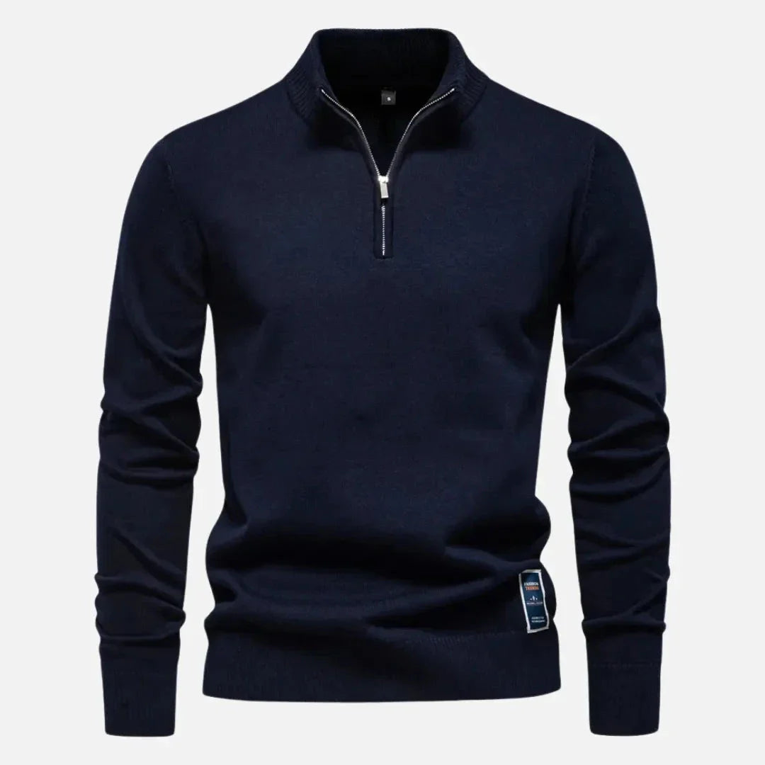 Slim Fit Quarter Zip Knit Sweater