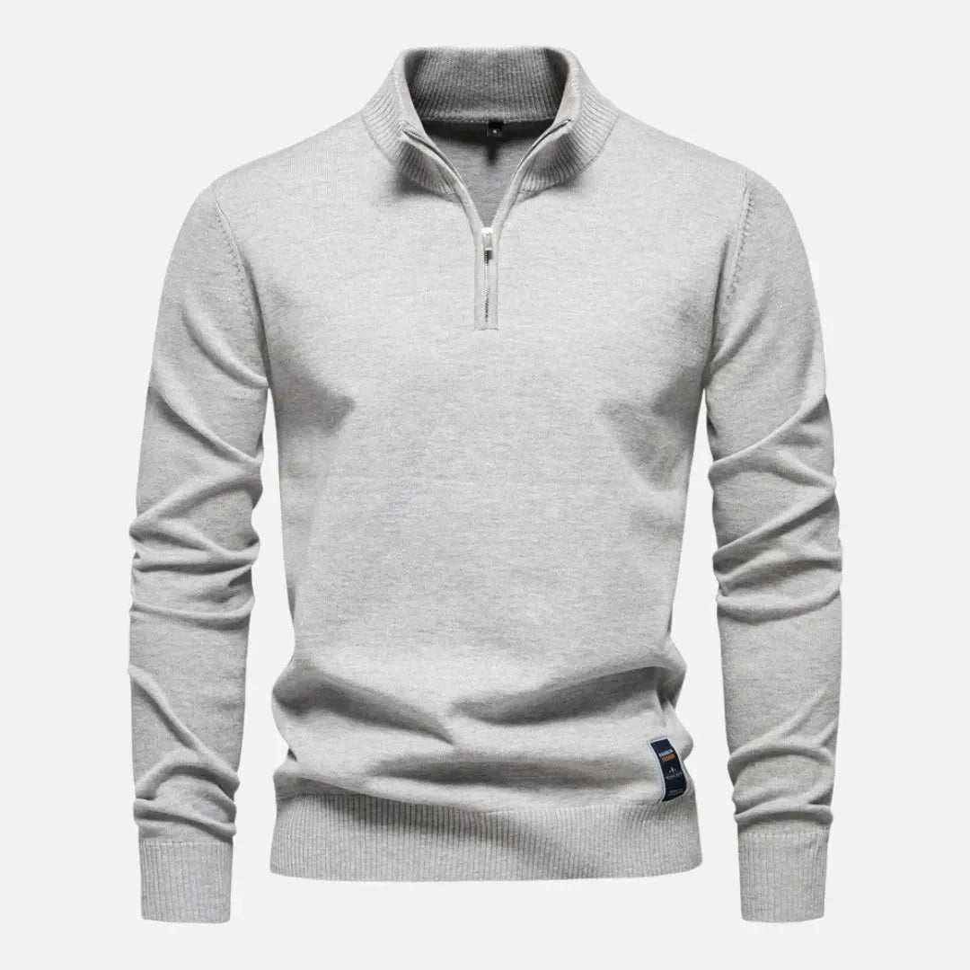 Slim Fit Quarter Zip Knit Sweater