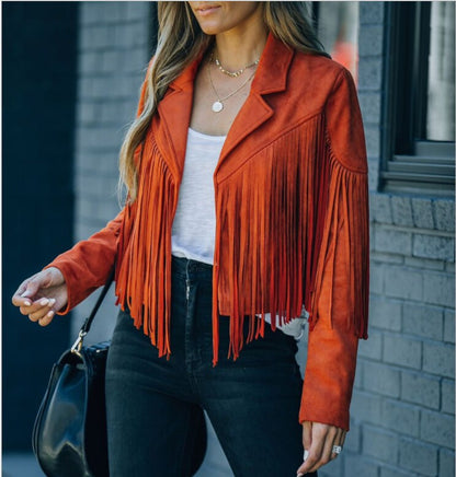 Edgy Faux Leather Biker Jacket with Zip Fastening